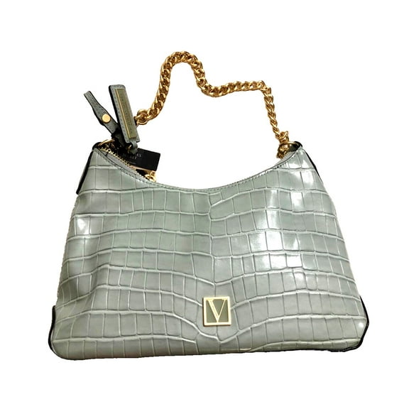 Victoria's Secret Gold Chain Handle Mini Should Bag Green Croc Texture NWT