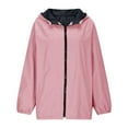 thumbnail image 6 of jtjvou Packable Rain Jacket for Women Waterproof Lightweight Raincoats Zip Up Long Sleeve Hooded Hiking Windbreaker Jackets Pink XXL, 6 of 9