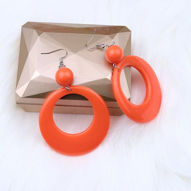 Pendientes geométricos huecos de bolas de resina de 6 colores, pendientes largos de moda simples y exagerados