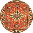 thumbnail image 1 of Ahgly Company Indoor Round Traditional Gold Geometric Area Rugs, 3' Round, 1 of 6