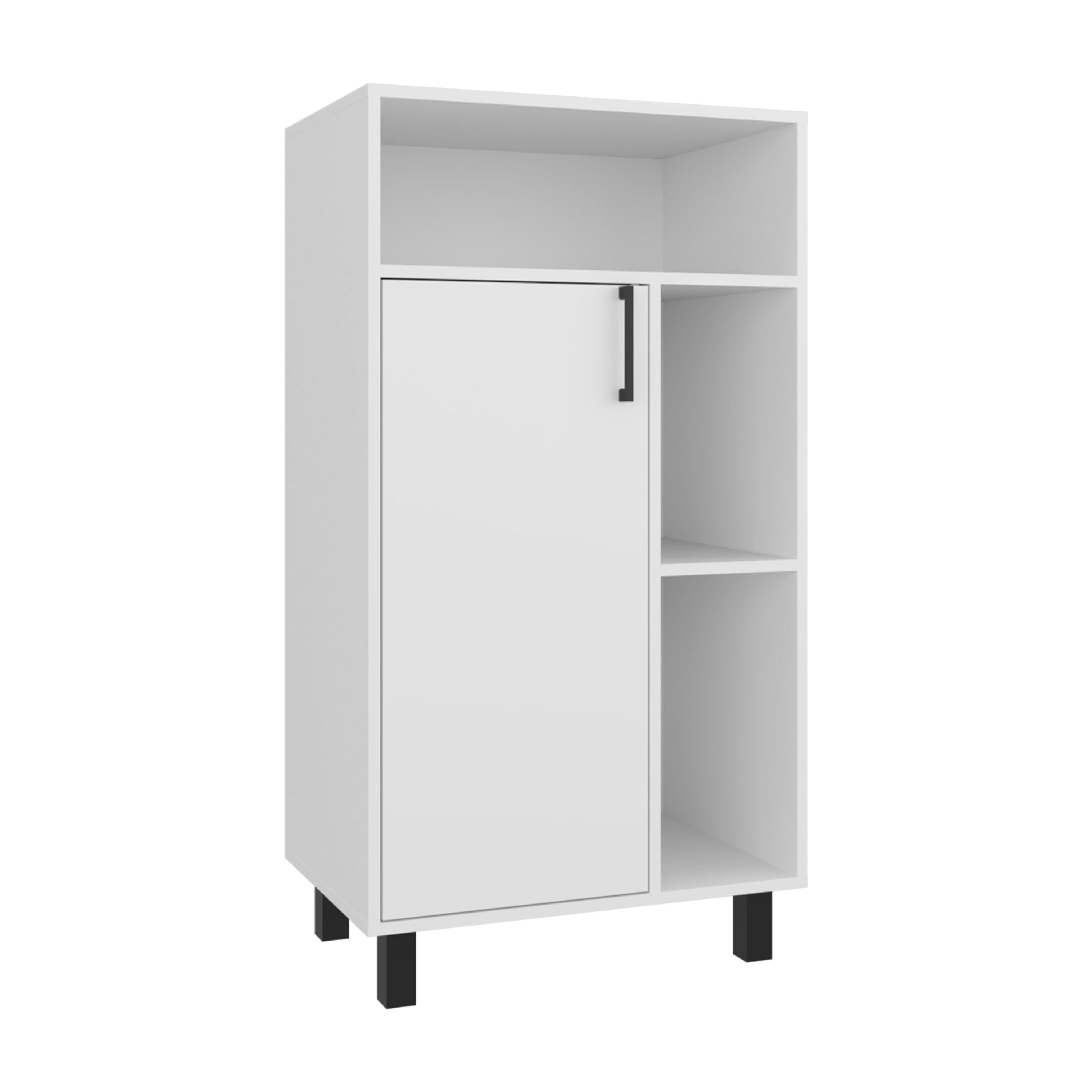 Base Cabinet, 1 Door, 3 Shelves, 4 Legs, White