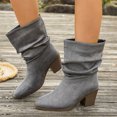 thumbnail image 2 of Willtoo Women's Faux Suede Ankle Boots, Slouchy Ruched Chunky Heel Booties, Round Toe Comfortable Pull-On Casual Shoes, 2 of 6