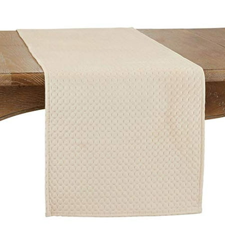 

Fennco Styles Pinsonic Velvet Solid Color Table Runner 16 W x 72 L - Natural Elegant Table Cover for Home Dining Table Décor Banquets Family Gatherings and Special Occasions