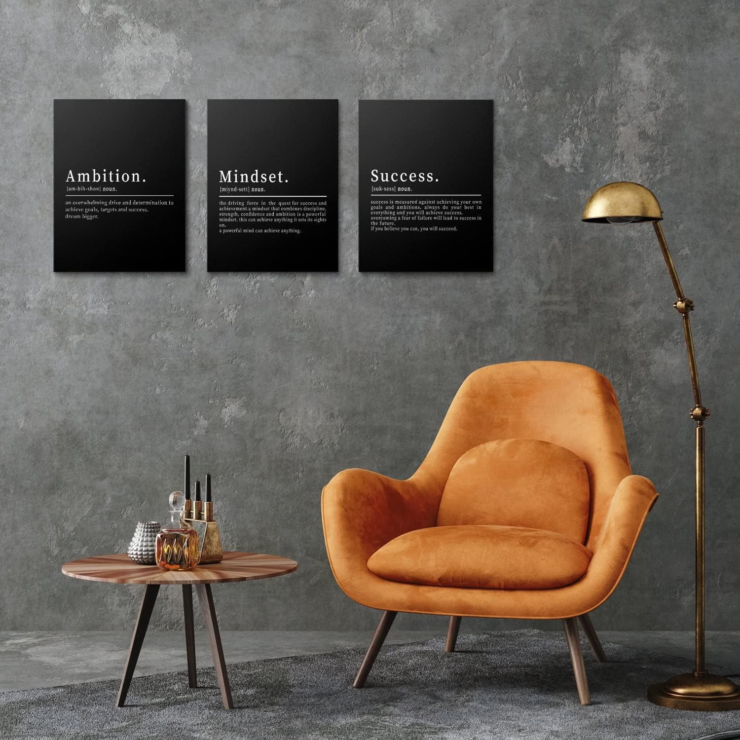 Ambition Mindset Success Office Wall Decor Black and White Quotes Motivational Art Inspirational Prints Sayings Quote Posters Positive Set of 3,12''''X16'''', 12x16 inch (30x40cm)*3 pcs