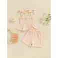 thumbnail image 2 of Bagilaanoe 2pcs Toddler Baby Girl Shorts Set Sleeveless Camisole Tops + Shorts 6M 9M 12M 18M 24M 3T Kids Casual Summer Clothes, 2 of 7