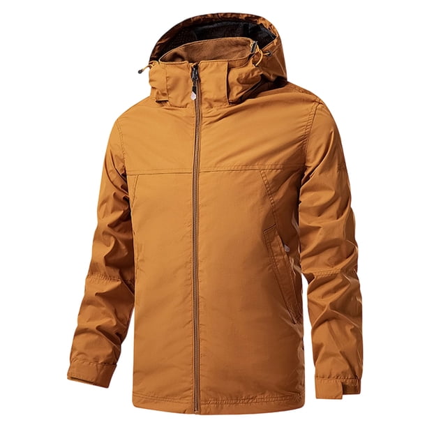 Ceisia Relaxed Fit Men's Fleece-Lined Hooded Windproof Waterproof Jacket Gift