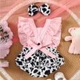 thumbnail image 6 of Zanarzt Baby Girl Summer Romper Set Baby Girl Clothes Romper Dress Ruffle Sleeveless Summer Outfits with Headband Red,0-3 Months, 6 of 7
