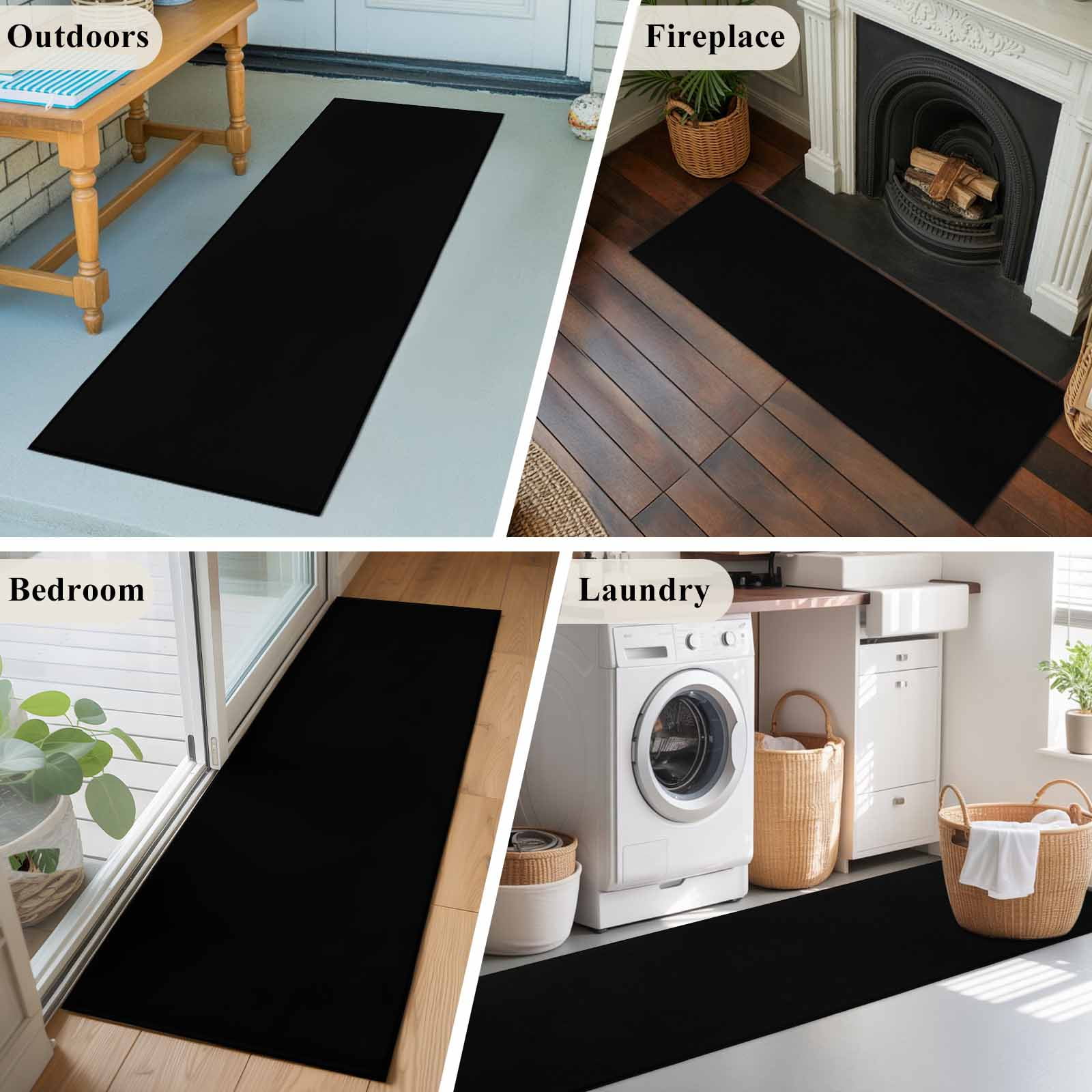 Hallway Runner Rug 2'x6', Black Long Non-slip Runner Rugs, Pure Black Washable Outdoor Indoor Throw Floor Carpet Mat for Living Room/Bedroom/Kitchen/Office/Laundry