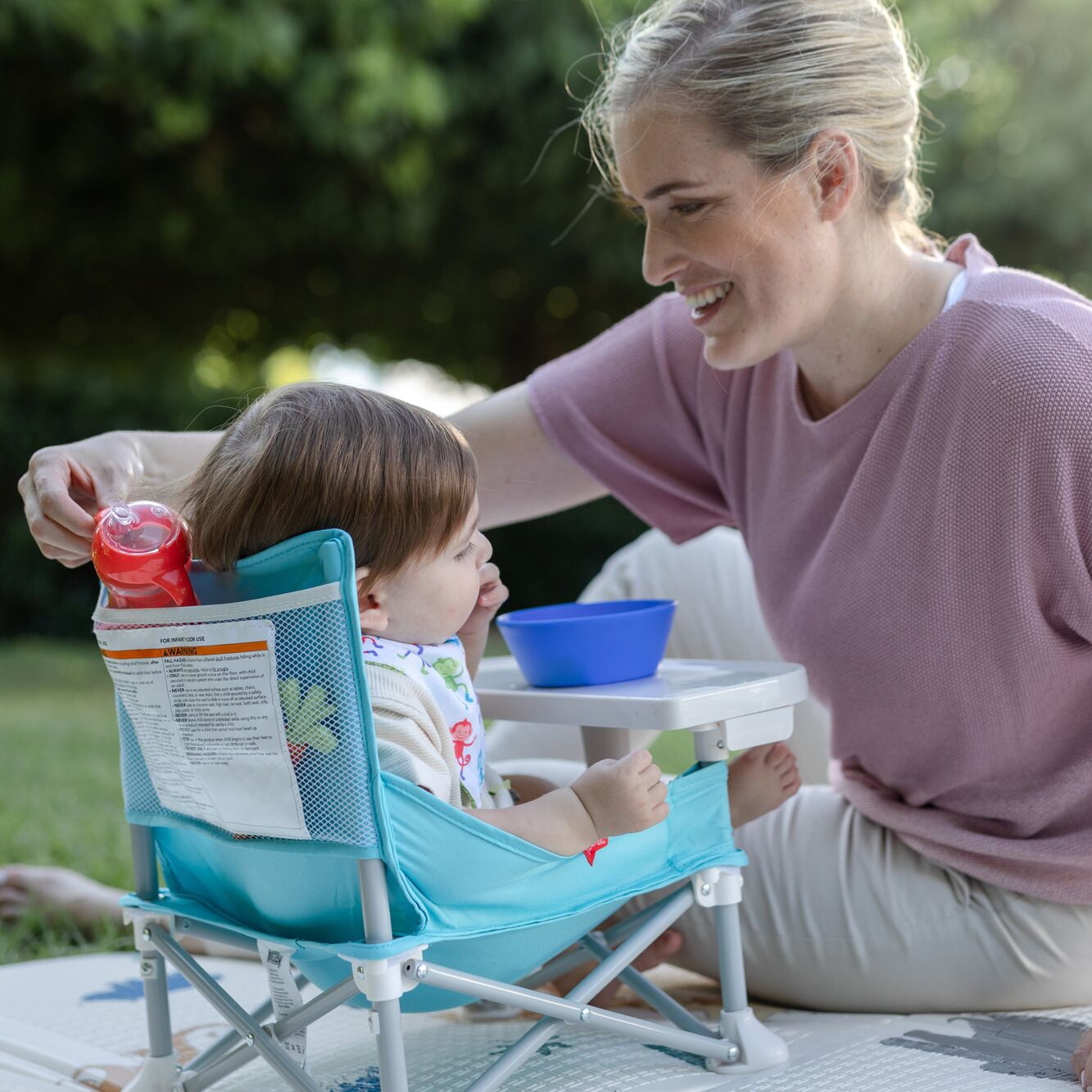 Nuby Pop-Up Portable Booster Seat with Removable Tray, Aqua