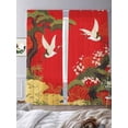 thumbnail image 3 of Sheer Curtains 84 Inches Long, Red Traditional Light Filtering Window Curtains for Living Room/Bedroom, Vintage Crane Pine Flowers Natural Rod Pocket Voile Sheer Curtain Drapes, 52"W x 84"L, 2 Panels, 3 of 8