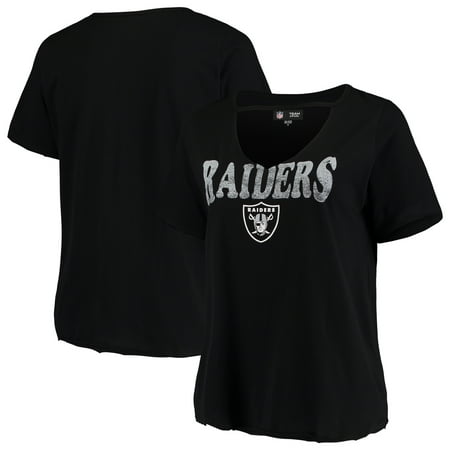 - Oakland Raiders New Era Women's Plus Size Baby Jersey V-Neck Choker T-Shirt - Black