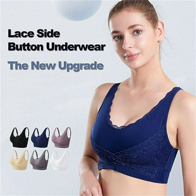 Bra, Comfy Corset Bra Front Cross Bras Side Buckle Lace Bra