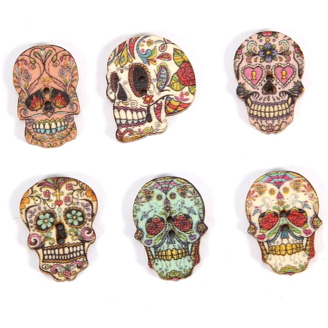 Skull Buttons, Fully Functional Attractive Skull Buttons, Wooden DIY Crafts, Easy To Sew Sewing Supplies Clothing Use For Home DIY Tool