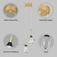 thumbnail image 4 of Modern Crystal Pendant Light Teardrop LED Ceiling Light Fixtures Black Gold Dimmable Pendant Lighting for Bedroom Dining Room Kitchen Island（2 Light）, 4 of 8