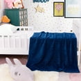 thumbnail image 5 of Flxxie Ultra Soft Warm Cozy Flannel Fluffy Fuzzy Toddler Blanket, Striped Design Baby Plush Blanket for Boys or Girls, 50" x 60", Navy Blue, 5 of 6