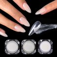 thumbnail image 3 of Aurora perle blanche ongles paillettes poussière Chrome clair de lune blanc frottant sur poudre coquille miroir Pigment Nail Art fournitures décoration, 3 of 4