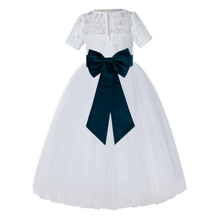 

White Floral Lace Vintage Flower Girl Dresses Special Occasions LG2T