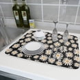 thumbnail image 4 of Vintage Daisy Dish Drying Mat for Kitchen Counter White Flowers Dish Mat Coffee Bar Mat Microfiber Absorbent Counter Mat 18 x 24 inch Black, 4 of 6