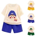thumbnail image 4 of Odeerbi 0-12 Años Niños Niñas Verano Trajes Dibujos Animados Manga Corta Camiseta Pantalones Cortos Conjunto de Dos Piezas, 4 of 4