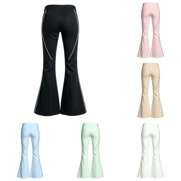 Trendfront Girls Trendy Flare Pants Solid Color Stretch Bell Bottom Trousers Back To School Casual Outfit Everyday Wear Bottoms