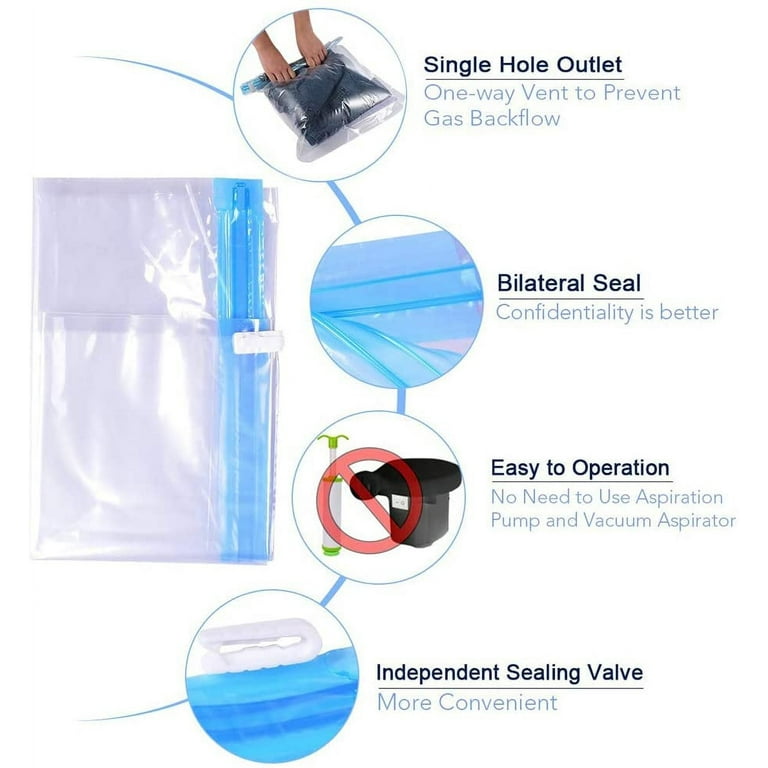 Compression Bags - Travel Accessories - 10 Pack Space Saver Bags - No Vacuum  or Pump Needed - Vacuum Storage Bags for Travel Essentials - Home Packing-Organizers  (Blue) 