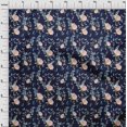 thumbnail image 4 of oneOone Cotton Jersey Navy Blue Fabric Flower & Leaves Watercolor Diy Clothing Quilting Fabric Print Fabric By Yard 58 Inch Wide, 4 of 4