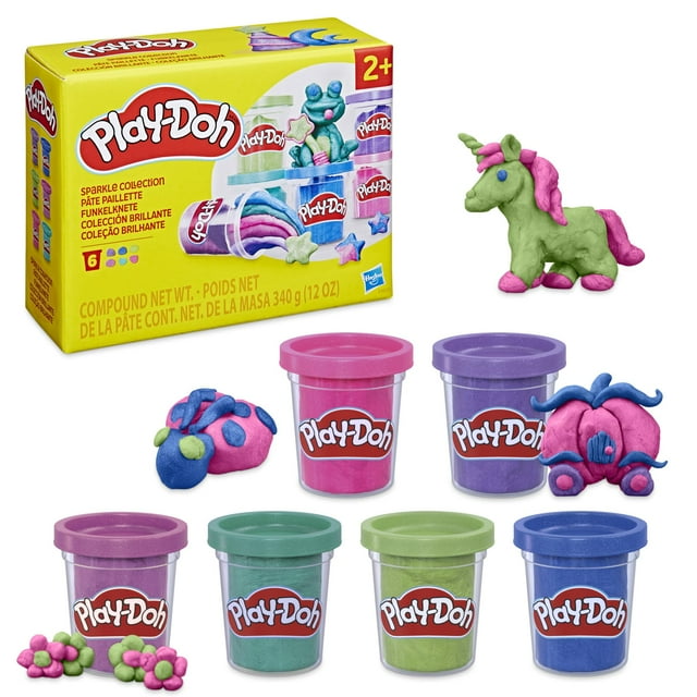 Play-Doh Sparkle Collection, paquete de 6 unidades, 340 g, arcilla con purpurina