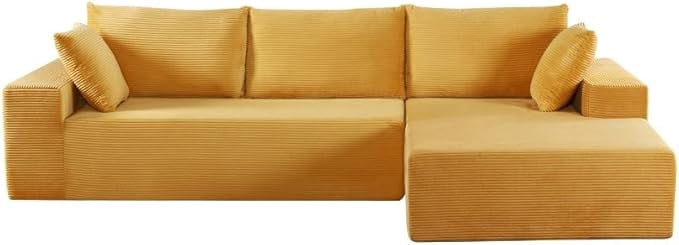 Corduroy upholstery 2 piece L shape high density foam sectional