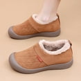 thumbnail image 2 of Snow Boots for Women Casual Suede Low Top Winter Slip on Loafers Comfy Plush Warm Thick Soft Sole Outdoor Walking Shoes Brown Size 8, 2 of 5