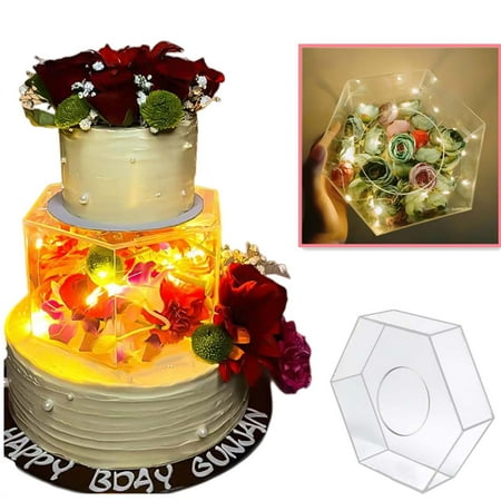 

Clear Acrylic Cake Box Stand Flowerr Holder for Bridals Birthday Engagements Dia 30cm height 15cm