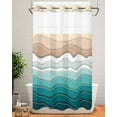 thumbnail image 2 of No Hook Shower Curtains, Turquoise Ombre Stripe Small Shower Curtains with Snap in Liner, Abstract Summer Beach Coastal Waterproof Washable Fabric Bathroom Shower Curtain Sets, 36" x 78", 2 of 7