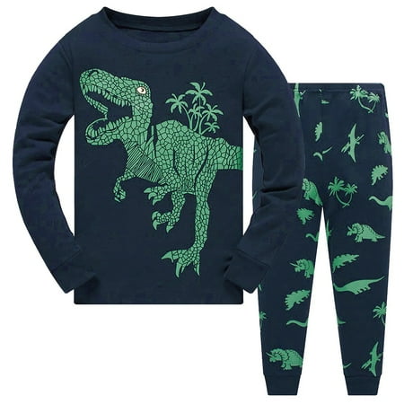 

DAETIROS Skin Friendly Baby Boy Kids Cartoon Funny (1-7Y) Tops+ Pants Breathable Soft Pajama Sets Navy