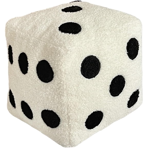 Dice Pillow 8x8 Inch, Soft Plush Decorative Throw Pillow for Gaming Room Decor, Unique Y2K Style Cushion for Bed Sofa Chair, White
