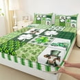 thumbnail image 3 of Manfei St.Patrick Day Full Size Sheets,Cute Farmhouse Highland Cow Bed Sheets,Lucky Four Leaf Clover Sheet Sets For Girl Boys,Super Cozy Room Decor,4pcs, 3 of 7