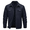 thumbnail image 7 of FRSASU Men's Casual Colorblock Lapel Workwear Jacket Long Sleeve Full-Zip Coat Style Warm Thick Jacket with Pockets Blue, 7 of 7