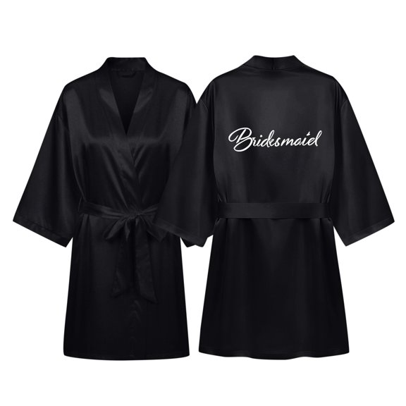 DHFJKG Womens Silk Satin Robe Kimono Bathrobe Wedding Dressing Gown For Bridal Bride Bridesmaid Robes