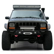 Vijay Compatible with 1984-2001 Jeep Cherokee XJ Front Bumper Textured Black Steel with Light and D-ring