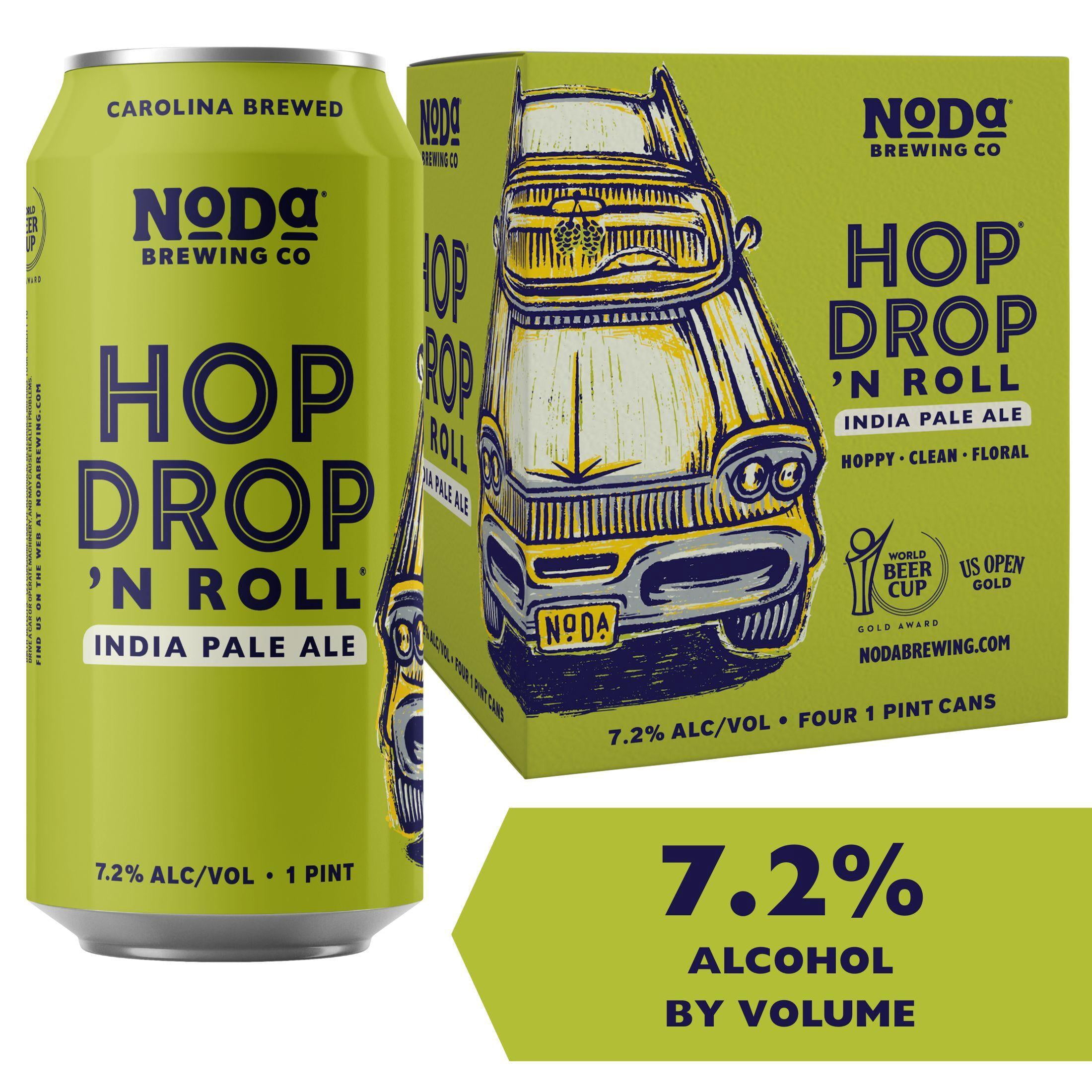 Noda Hop Drop N Roll India Pale Ale Craft Beer, 16 fl oz, 4 Pack Cans, 7.2% ABV