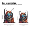 thumbnail image 2 of Kdxio Colorful Floral Skull A Print Drawstring Backpack Bag,Waterproof Draw String Back Sack, Gym Drawstring Bags Swim Bag For Unisex, 2 of 5