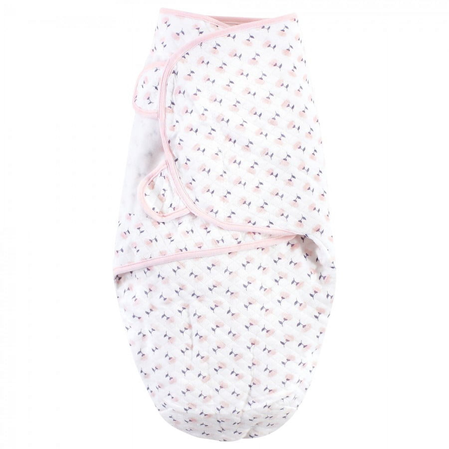 Hudson Baby Infant Girl Quilted Cotton Swaddle Wrap 3pk, Pink Navy Floral, 0-3 Months