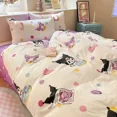 thumbnail image 3 of Miniso Sanrio Hello Kitty Kuromi Cinnamoroll algodón puro de tres piezas sábana de cama de dibujos animados funda de edredón funda de almohada ropa de cama para dormitorio, 3 of 5