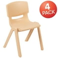 thumbnail image 3 of BizChair 4 Pack Natural Plastic Stackable School Chair with 13.25" Seat Height, 3 of 14