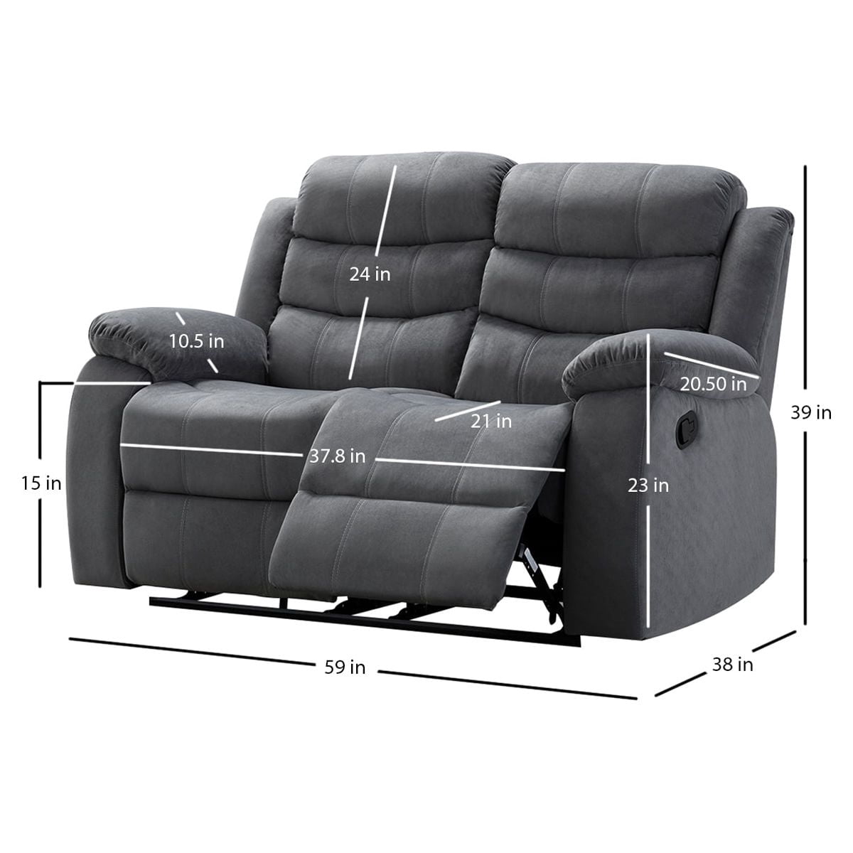 AC Pacific Jim Gray Fabric Reclining Living Room Set