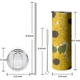 thumbnail image 6 of Sunflower Tumbler 20 Oz Travel Coffee Mug Sunflower Print Skinny Tumblers with Lid and Straw Stainless Steel Insulated Coffee Cups Gift for Sunflower Lover, 6 of 7