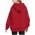 thumbnail image 4 of XUNKUSGA Girl Hoodie 4-15 Years Cute Long Sleeve Hooded Sweatshirt with Zip Detail On Sleeves Fashion Loose Plain Hoodie Comfortable Soft Pullover Hoodies for Girls Red, 4 of 5