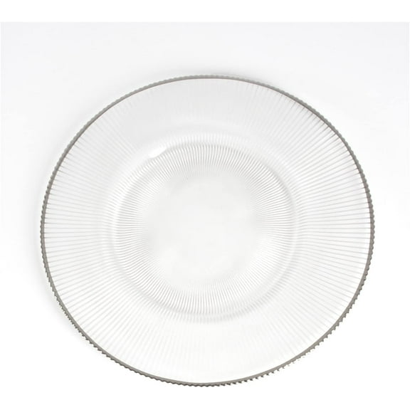 Fennco Styles Pleated Design 13" Decorative Glass Charger Plate-Set of 6
