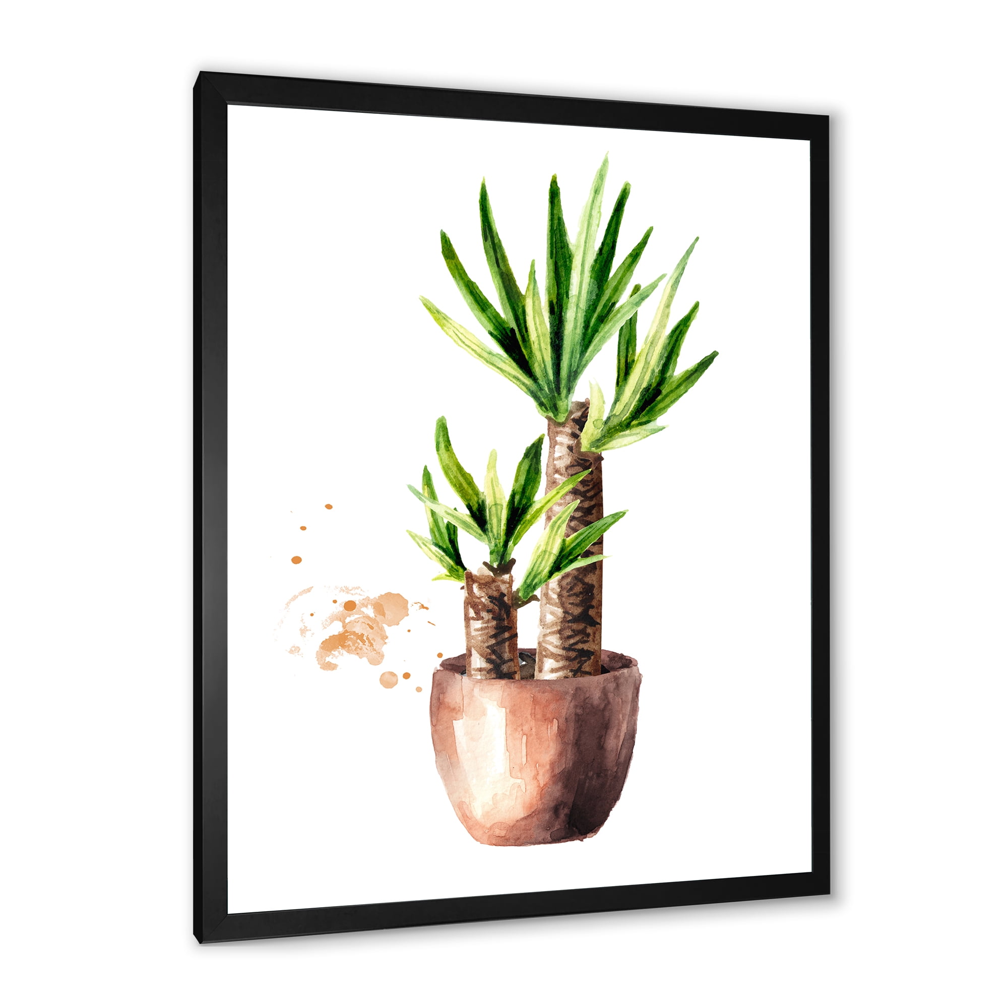 Designart 'Yucca Tree In The Ceramic Flower Pot On White' Traditional Framed Art Print