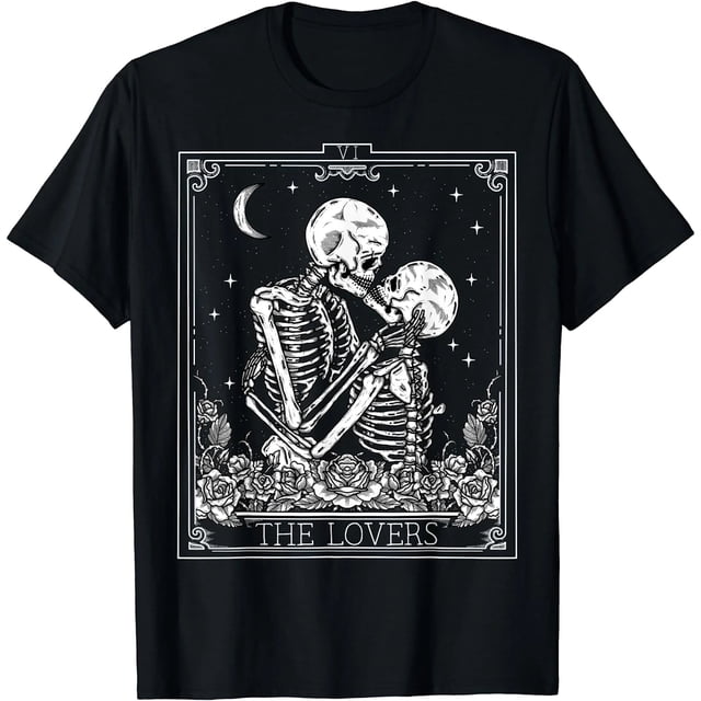 Playera para Mujer de Tarot Vintage Los Enamorados Astrología Estilo Gótico Halloween