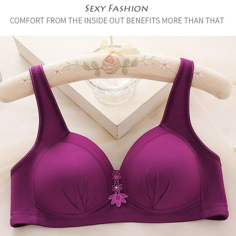 SELONE 2023 Bras for Women Push Up No Underwire for Large Bust Everyday for  Sagging Breasts Soild Wire Free One Piece Back Buckle Everyday Bras for  Women Sports Bras for Women Purple