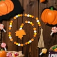 thumbnail image 4 of nvzhuang Fall Wooden Bead Garland with Tassel and Maple Leaf Pumpkin Tag, Thanksgiving Tiered Tray Decor Hanging Ornaments, 4 of 9